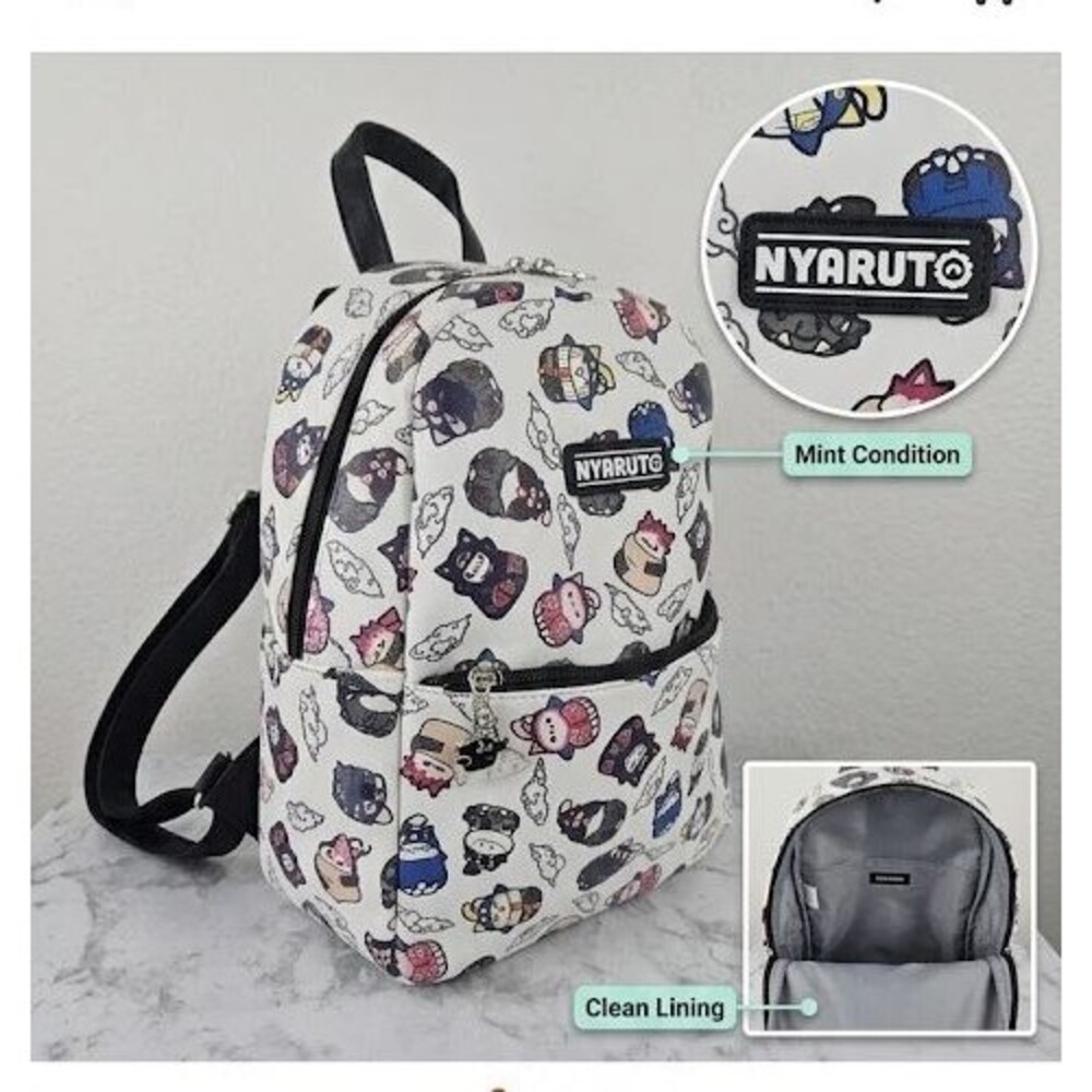 Hot Topic Naruto Shippuden mini backpack features an all-over print of cat